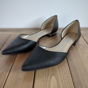 Sam & Libby Black Pointed Toe Faux Leather Flats